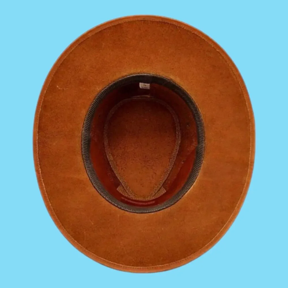 Colombian Crafted Small Brown Leather Western Cowboy Outback Boho Distressed Hat